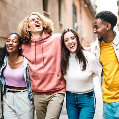 Group of young people laughing