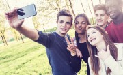 Teenagers taking a selfie