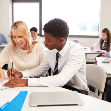 Pupil speaking to teacher